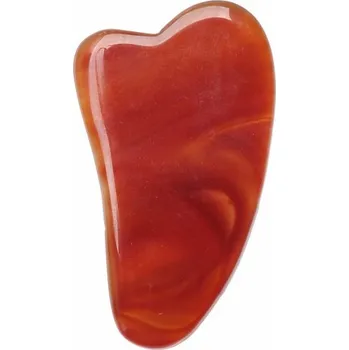 Masážní kámen Gua sha z červeného achátu tvar srdce cca 9,5 cm