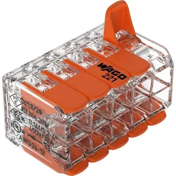 Síťový kabel Svorka Wago 221-420, 10x0,14-4(4) mm s páčkou, bezšroubová