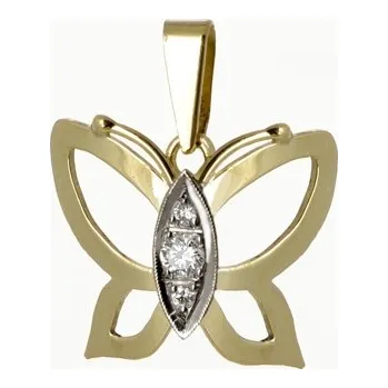Přívěsek Zlatý přívěšek motýlek s diamanty BZ0010F + DÁREK ZDARMA