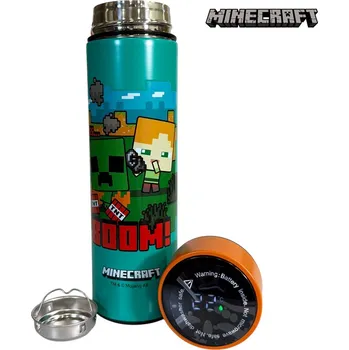 Svačinový box Nerezová termoláhev s digitálním teploměrem 450ml - Minecraft Boom