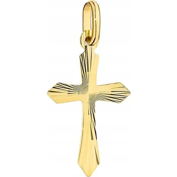 Přívěsek ZLATÝ KŘÍŽEK 585 S DIAMANTOVÝM VZOREM NA ŘETÍZEK GRAVÍROVÁNÍ UPOMÍNKA NA KŘTINY