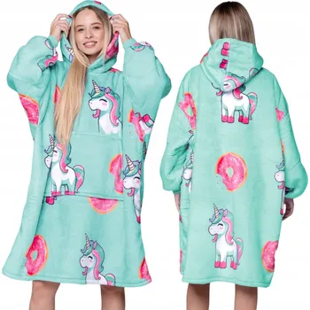 Dámská mikina Mikina Mystersheep Oversize Modrá Fleecová S Kapucí XXL