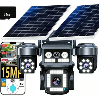 IP kamera SOLÁRNÍ KAMERA 4G VENKOVNÍ TŘI HD OBJEKTIVY 3X3MP SIM LTE KARTA