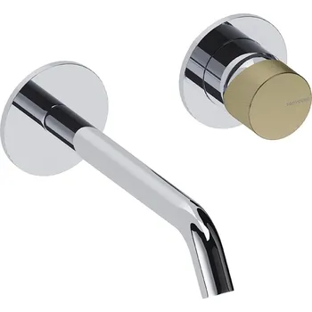 Vodovodní baterie Sanycces Loop - Umyvadlová nástěnná baterie, výtok 18 cm 19x19x10,2 cm, chrome/brushed gold MEN011R18CRBG