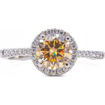 Prsten Prstýnek s moissanitem, 1 karát, šampaňské stříbro 925, nastavitelný