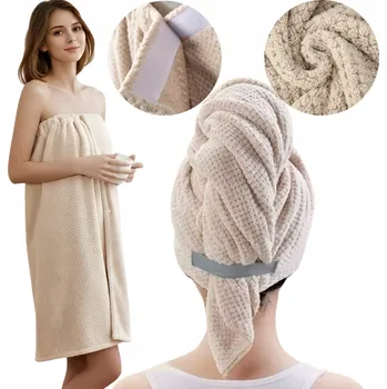 Ručník SADA RUČNÍK Z MIKROVLÁKNA DO KOUPELNY 140x85 CM + TURBAN NA VLASY 60x100 CM