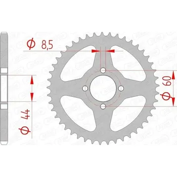 Nářadí na motocykly Ocelové zadní kolo řetězové Afam 12100 42 zubů, rozměr 420