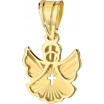 Přívěsek ZLATÝ PŘÍVĚSEK ryzost 585 ANDĚLÍČEK s KŘÍŽKEM