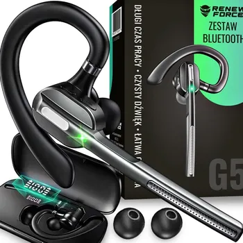 Sluchátka Bezdrátová sluchátka do uší Renew Force černá s mikrofonem Bluetooth
