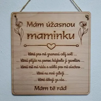 Domovní číslo Dřevěná cedulka Úžasná maminka Varianta: Jednotné číslo - muž