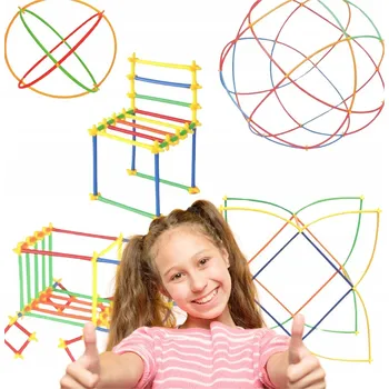 ostatní stavebnice XXL SADA STAVEBNÍCH SLÁMEK STAVEBNICE TRUBIČKY DÁREK 1200 DÍLŮ 10 CM WOOPIE