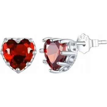 Náušnice Stříbrné Náušnice , červená srdíčka , stříbro 925