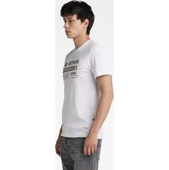 Pánské tričko G-Star Raw T-Shirt Distressed D24420-336 Bílá Slim Fit L