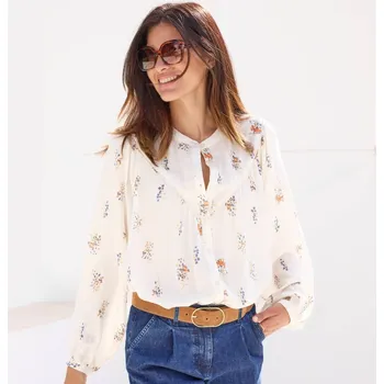 Halenka se širokými rukávy a 		potiskem režná/oříšková 50