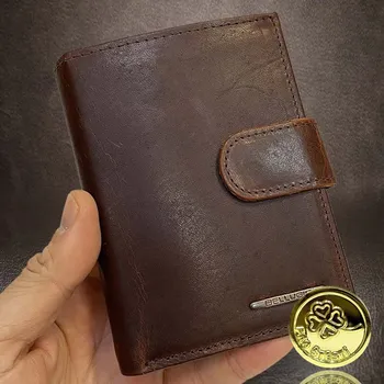 Peněženka Pánská kožená peněženka Bellugio na výšku se zapínáním a vlastním monogramem Vyberte variantu: + ražba monogramu (A) Okrasně Monotype Cors. + Akce - zlatá mince Pro štěstí ZDARMA