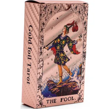 Tarotové karty růžové zlato s průvodcem Blázen, 78 karet C-08