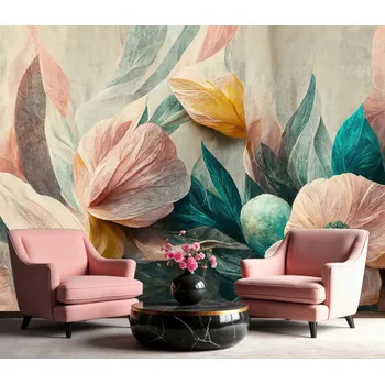 Fototapeta Fototapeta PREMIUM Květiny Pastelové Růžová Modrá na Zeď 100x150