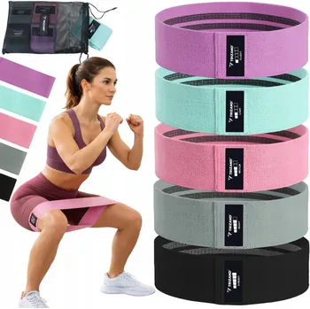 MATERIAŁOWE GUMY OPOROWE 5 SZT. do ćwiczeń MINI BAND + TRÉNINKOVÝ PLÁN