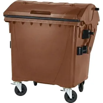 Popelnice Meva Plastový kontejner 1100 lt. - hnědý víko ve víku