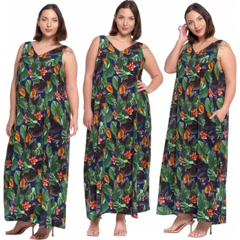 Dámské šaty Dámské dlouhé letní maxi Šaty , volný Střih , viskóza, MORAJ 3XL
