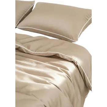 Povlečení BAMBUSOVÉ POVLEČENÍ S LEMEM HLADKÉ PRODYŠNÉ PŘÍRODNÍ 160x200 + 2 POVLEČENÍ NA POLŠTÁŘE