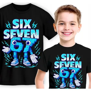 Chlapecké tričko DĚTSKÉ TRIČKO ČERNÉ SIX SEVEN BRAIN ROT 67 DÁREK VELIKOST 2XS 104 CM