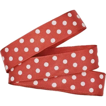 Stuha Stuha taftová HOT SPOT Cherry Red hráškově sytě červená 25mm x 2,5m ( 8,- Kč/m) (Stuha skládaná, taftová, barva červená, jednostranný potisk, s drátkem v lemu)