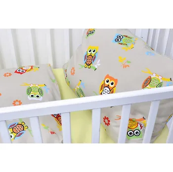 Povlečení Stanex Dětské ložní povlečení krepové sovičky šedé (LS314) Varianta: Dětské ložní povlečení 135x90 + 40x60 - (LS314), Zapínání: Knoflíkové