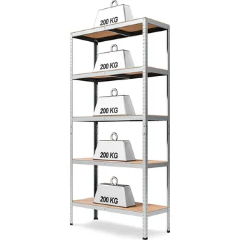 Dílenský regál Marbo regál řada STANDARD II 200x110x40 - pozinkovaný Počet Políc: 5, Celková nosnost regálu: 1000 KG, Rozměr regálu: 200x110x40