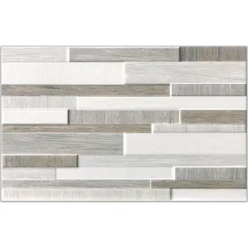 IDEA ceram.divize MoMA Dekor White and wood brick grey 25x40cm