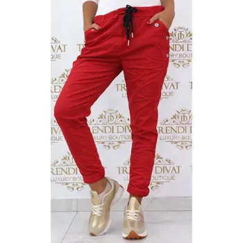 Dámské kalhoty Krčené kalhoty červené Velikost: UNI: M - XXL