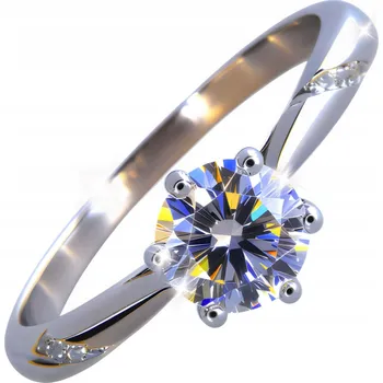 Prsten Prstýnek s moissanitem 6,5 mm, 1 karátové Stříbro 925, velikost 19