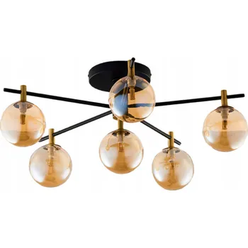 Stropní Svítidlo FIGARO Černé Jantarové Skleněné Stínidla 6xG9 Závěsné svítidlo