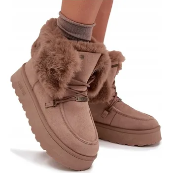 Dámské tenisky Dámské sněhule na platformě s kožíškem BIG STAR SS274114 béžové 41