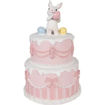 Dekorace růžový dort s králíčkem a vajíčky - Ø 18*28 cm