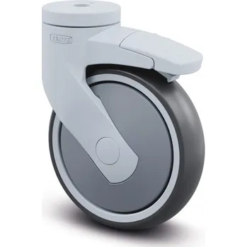 Pojezdové kolečko TENTE KOLEČKA Kolečko přístrojové - plastové 125mm, s brzdou, otvor pro čep, 5377PJP125P30-11 2.0 RAL7001