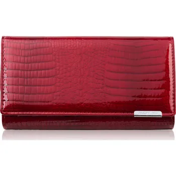 Peněženka Dámská kožená peněženka velká červená lakovaná vzor krokodýlí kůže Jennifer Jones