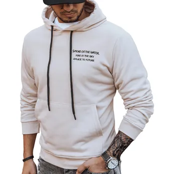 Pánská mikina Pánská mikina basic s nastavitelnou kapucí ecru BX5461 - M