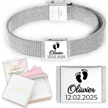 Náramek Stříbrný Náramek s gravírováním na Přívěsky jako Dárek pro Maminku, Babičku, Ženu