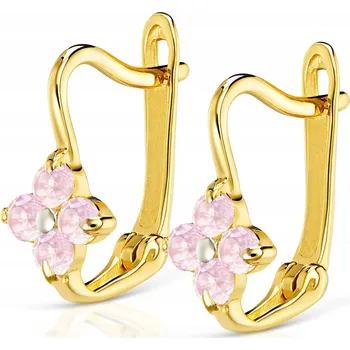 Náušnice Náušnice zlaté Ergold 585 se zirkonem, kytička, anglické zapínání