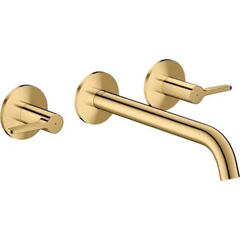 Vodovodní baterie Axor One - Umyvadlová baterie pod omítku, s výpustí, 3-otvorová instalace, EcoSmart, leštěný vzhled zlata 48160990