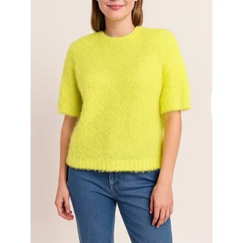 Dámská halenka Sinsay - Měkká halenka s krátkými rukávy a kulatým výstřihem - žlutá - 746IV-11X - 746IV-11X-S
