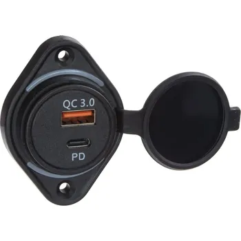Auto elektroinstalace 34659W USB QC3.0 + USB-C zásuvka 12/24V, montáž na povrch