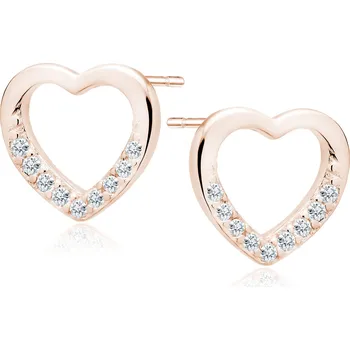 Náušnice Olivie Stříbrné náušnice SRDCE ROSE 3572 Ag 925; ≤0,9 g.