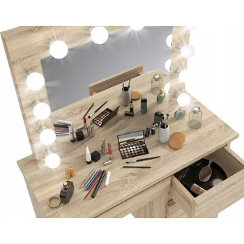 Toaletní stolek Toaletní stolek s osvětlením HOLLYWOOD PRO dub