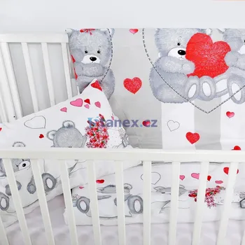 Povlečení Stanex Dětské ložní povlečení bavlněné srdíčka (LS331) Varianta: Dětské ložní povlečení 135x90 + 40x60 - (LS331), Zapínání: Knoflíkové