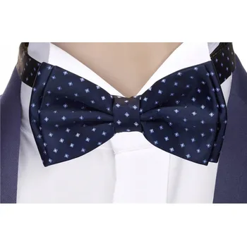 Motýlek KLASICKÝ TMAVĚ MODRÝ + KRABIČKA Žakárový Motýlek 12x6cm Motýlek ke Košili mz01C