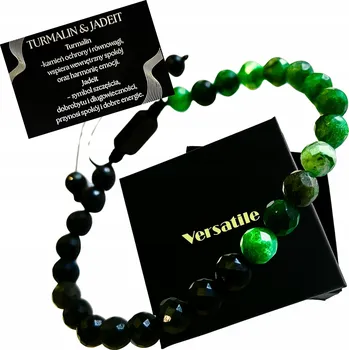 Náramek Nastavitelný náramek Versatile černý s turmalínem a jadeitem 17-23 cm