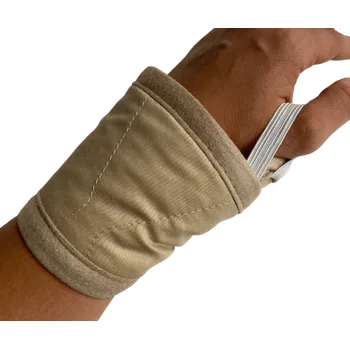Wooline Hřejivá ortéza na zápěstí s gumičkou, béžová