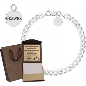 Náramek STŘÍBRNÝ PLNÝ PÁNSKÝ NÁRAMEK PANCÉŘOVÝ MASIVNÍ RYZOST 925 + GRAVÍROVÁNÍ DÁREK